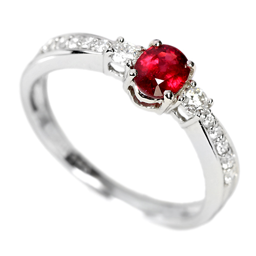 非加熱ピジョンブラッドルビー0.44ct ダイヤモンド0.2ct