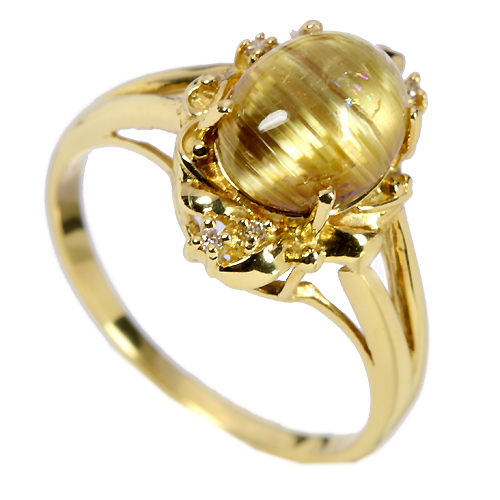 第33回抽選販売＞ ゴールデンルチルクォーツキャッツアイ2.4ct