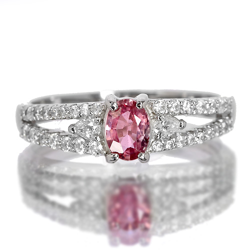 第34回抽選販売＞パパラチアサファイア0.38ct ダイヤモンド