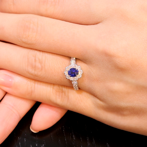 第35回抽選販売＞コーンフラワーサファイア0.6ct ダイヤモンド0.45ct 