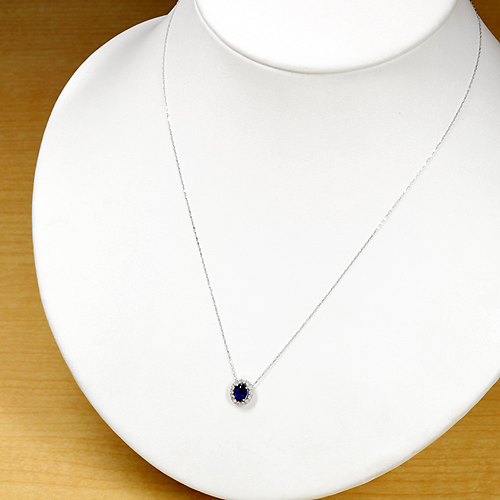 サファイア0.5ct ダイヤモンド ホワイトゴールド ネックレス【品質保証