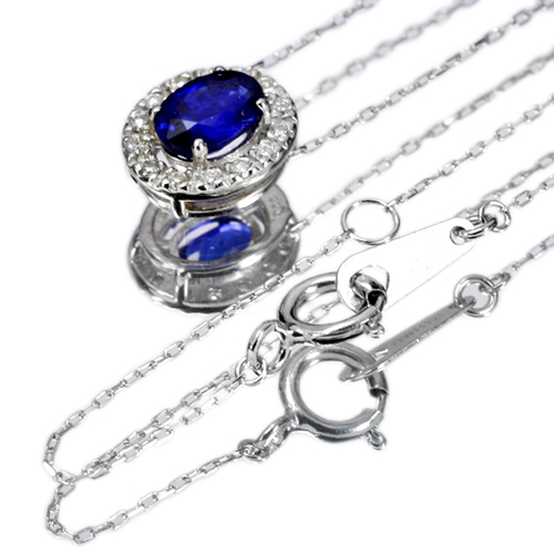 サファイア0.5ct ダイヤモンド ホワイトゴールド ネックレス【品質保証