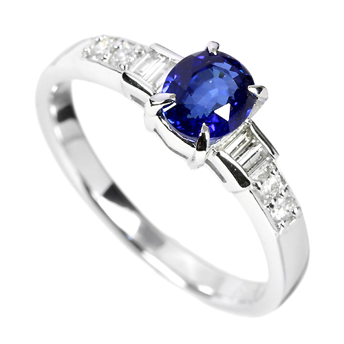 コーンフラワーサファイア0.9ct ダイヤモンド プラチナ リング