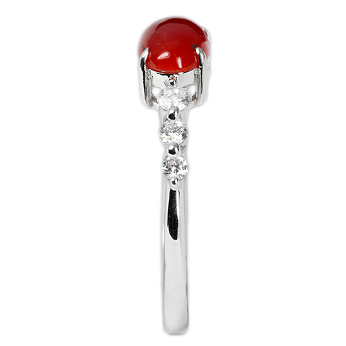 血赤珊瑚0.8ct ダイヤモンド0.2ct プラチナ リング（指輪）【宝石鑑別