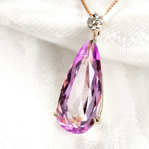 クンツァイト3.8ct ダイヤモンド ピンクゴールド ネックレス【品質 