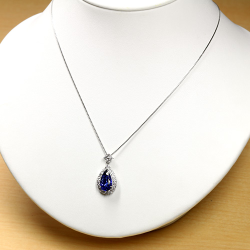 【美品】タンザナイト　ダイヤモンド　ペントップ　1.00/0.04ct　プラチナ 新品【タンザナイト】大粒4カラット！プラチナ製 ダイヤ0.1