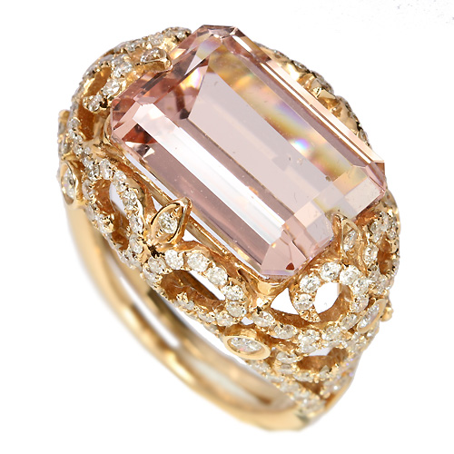 モルガナイト約8ct ダイヤモンド1.4ct ピンクゴールド リング（指輪 