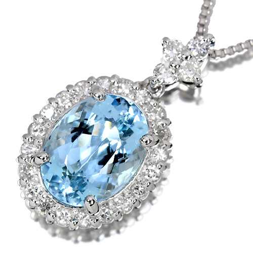 茄子紺 プラチナ アクアマリン（0.22ct）ハートネックレス | ccfl.ie