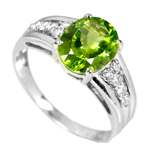 ペリドット2.5ct ダイヤモンド ホワイトゴールド リング（指輪