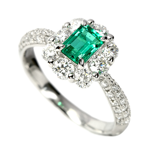 ノンオイルエメラルド 0.55ct ダイヤモンド 1ct プラチナ リング（指輪