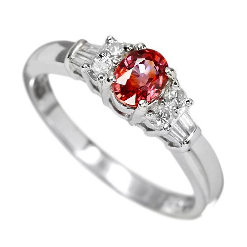 パパラチアサファイア0.6ct ダイヤモンド プラチナ リング(指輪 パパラチアサファイア0.6ct ダイヤモンド プラチナ リング(指輪