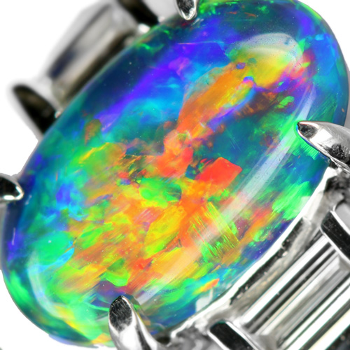オーストラリア産ブラックオパール2ct ダイヤモンド0.2ct