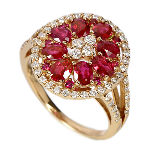 ビルマ産ルビー1.4ct ダイヤモンド ピンクゴールド リング（指輪