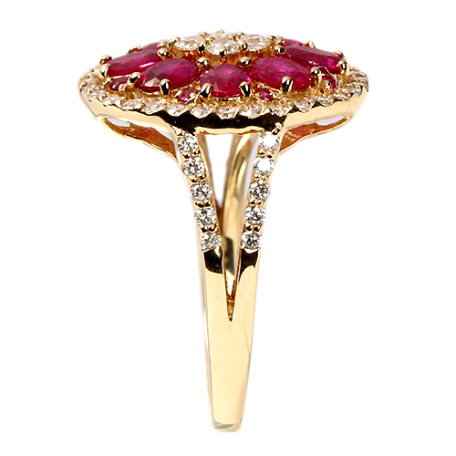 ビルマ産ルビー1.4ct ダイヤモンド ピンクゴールド リング（指輪