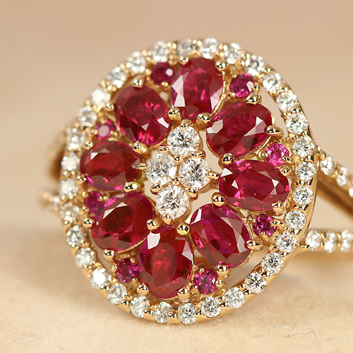 ビルマ産ルビー1.4ct ダイヤモンド ピンクゴールド リング（指輪