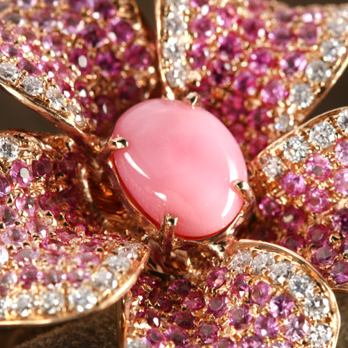 激レア！元祖エビルスカルリング 限定ピンクサファイアクロス 第52回抽選販売＞ コンクパール1.5ct ピンクサファイア ダイヤ ピンク