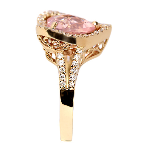 ローズクォーツ約3ct ダイヤモンド0.3ct ピンクゴールド リング（指輪