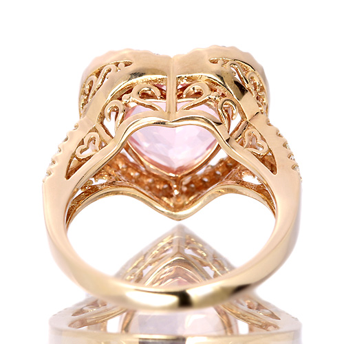 ローズクォーツ約3ct ダイヤモンド0.3ct ピンクゴールド リング（指輪