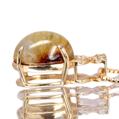ゴールデンルチルクォーツキャッツアイ3.7ct ダイヤモンド ピンク