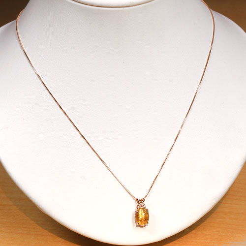 ゴールデンルチルクォーツキャッツアイ3.7ct ダイヤモンド