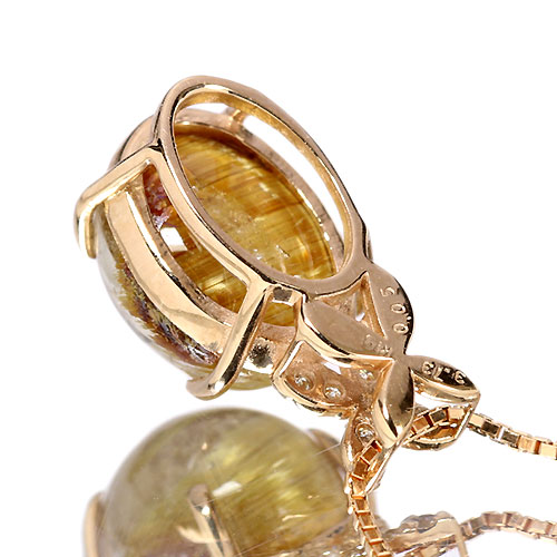 ゴールデンルチルクォーツキャッツアイ3.7ct ダイヤモンド ピンク