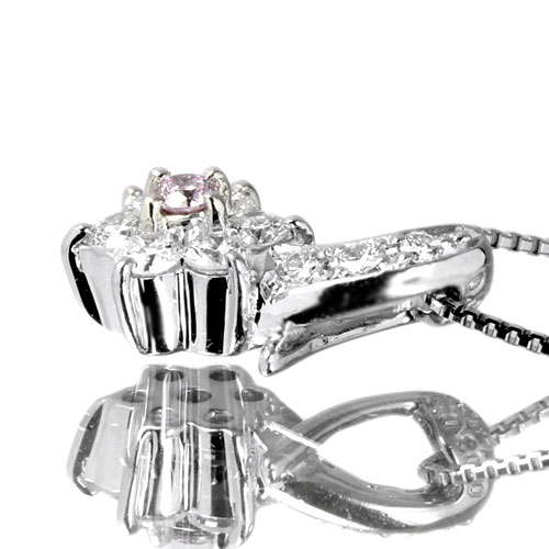 ピンクダイヤモンド0.03ct ダイヤモンド プラチナ ネックレス【品質