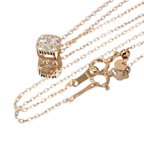 ◆18K 0.2カラットネックレス◆スクエア　ゴールド　ダイヤモンド ダイヤモンド0.2ct スクエア ピンクゴールド ネックレス【品質