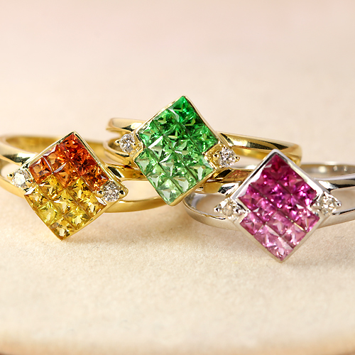 ルビー ピンクサファイア0.5ct ダイヤモンド ミステリー