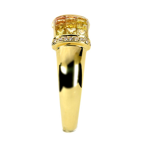 イエロー・オレンジサファイア0.6ct ダイヤモンド ミステリー イエロー