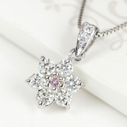 ピンクダイヤモンド ダイヤモンド 0.02ct フラワーモチーフ プラチナ 