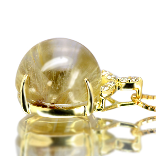 ゴールデンルチルクォーツキャッツアイ8.5ct ダイヤモンド