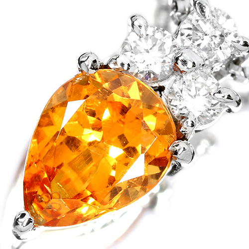第58回抽選販売＞オレンジガーネット0.8ct ダイヤモンド プラチナ