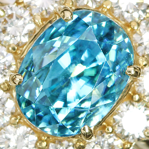 ブルージルコン 3.6ct ダイヤモンド イエローゴールド リング(指輪  