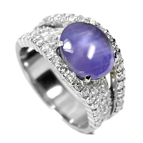 サファイヤ プラチナリング 第58回抽選販売＞スターサファイア5.2ct ダイヤモンド0.8ct