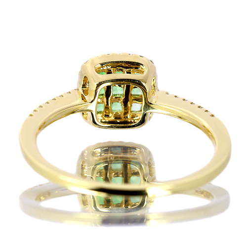 グリーンガーネット0.3ct ダイヤモンド ミステリーセッティング