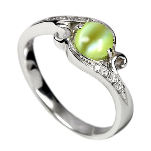 クリソベリルキャッツアイ1ct ダイヤモンド プラチナ リング