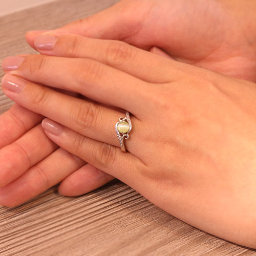 クリソベリルキャッツアイ1ct ダイヤモンド プラチナ リング（指輪