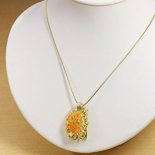 メキシコオパール3.6ct ダイヤモンド0.3ct イエローゴールド 