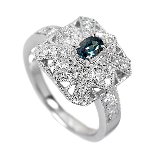 ブラジル産アレキサンドライト 0.27ct ダイヤモンド プラチナ リング