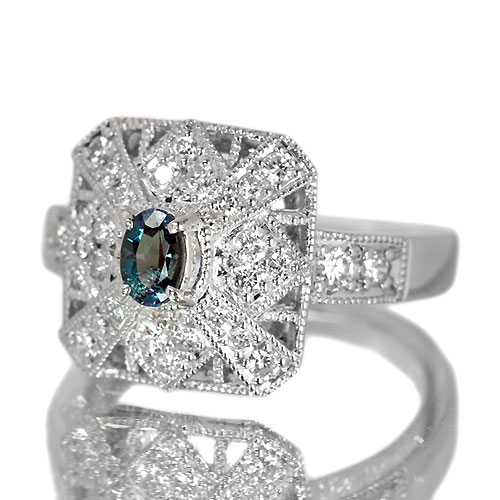 ブラジル産アレキサンドライト 0.27ct ダイヤモンド プラチナ リング 