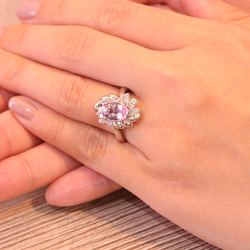 オレンジ インペリアルトパーズ 2ct ダイヤモンド 0.27ct リング