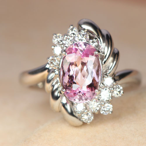 ピンクインペリアルトパーズ 2ct ダイヤモンド プラチナ リング(指輪