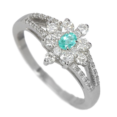 ブラジル産パライバトルマリン0.092ct ダイヤモンド0.47ct プラチナ