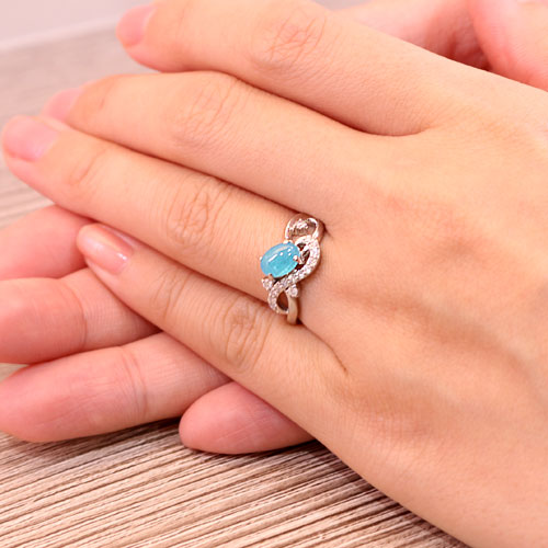 ブラジル産パライバトルマリン0.9ct ダイヤモンド プラチナ リング