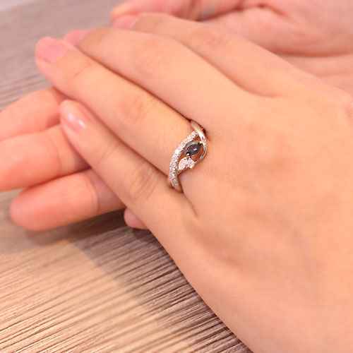 ブラジル産アレキサンドライト0.4ct ダイヤモンド プラチナ リング