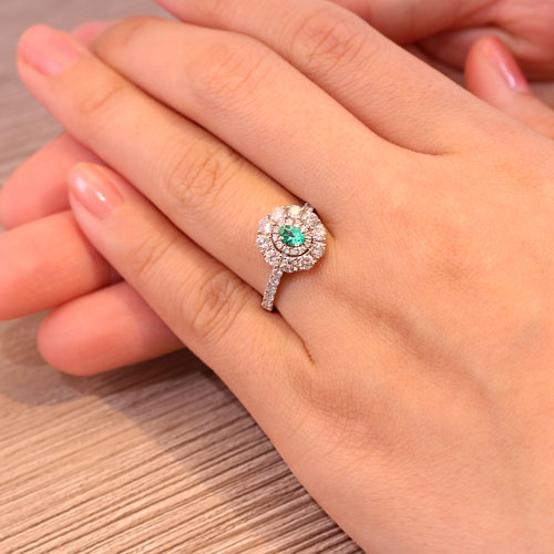 ブラジル産パライバトルマリン0.2ct ダイヤモンド1ct プラチナ リング