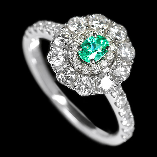 ブラジル産パライバトルマリン0.2ct ダイヤモンド1ct プラチナ リング