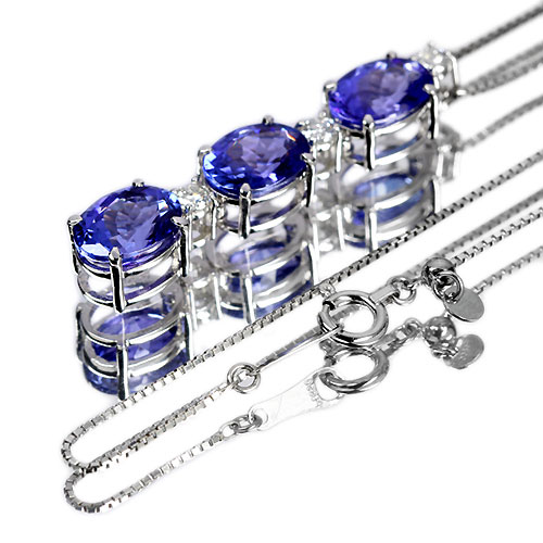 タンザナイト 4.1ct ダイヤモンド プラチナ 3ピース ネックレス【品質