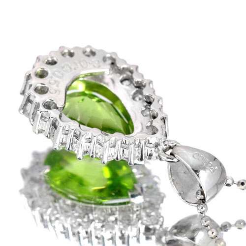ペリドット2ct ダイヤモンド プラチナ ネックレス 【品質保証書/宝石 