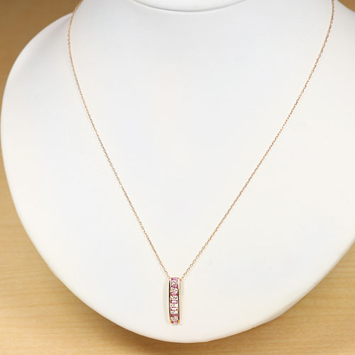 ピンクサファイア0.5ct ダイヤモンド ピンクゴールド ネックレス